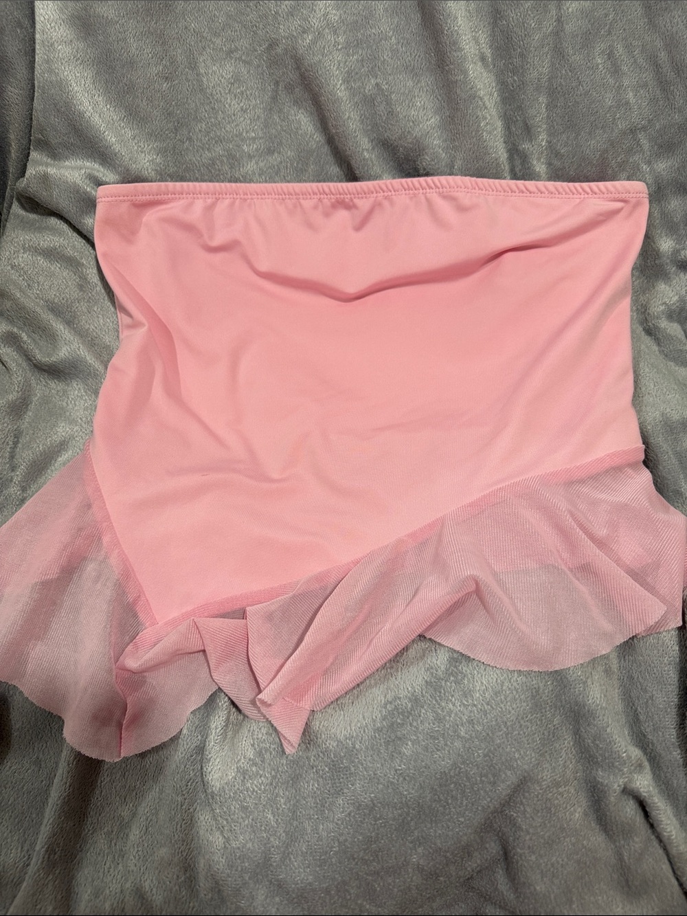 SHEIN Light Pink Strapless Mesh-Hem Bandeau Slip